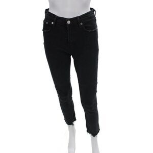 Agolde Womens Zipper Fly High Rise Raw Hem Skinny Jeans Gray Denim Size 25